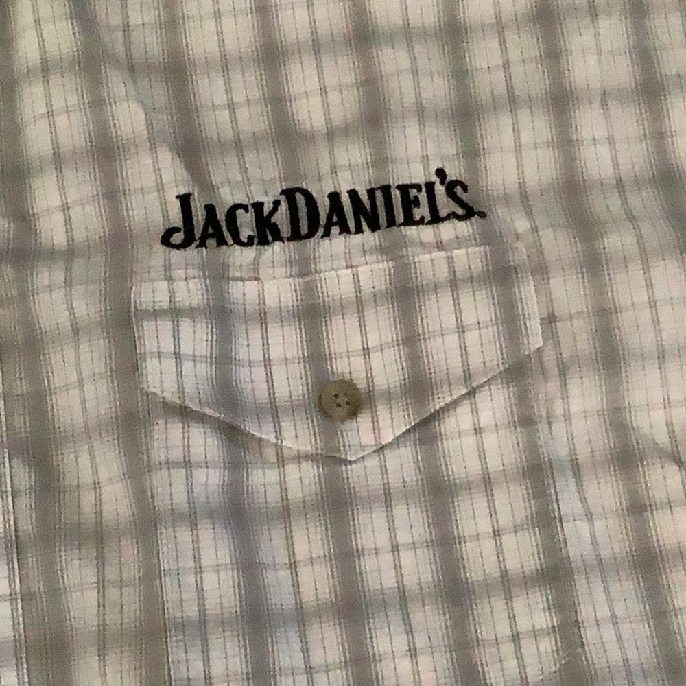 Wrangler Jack Daniels Large Tall White Plaid Western Shirt - Picture 6 of 10